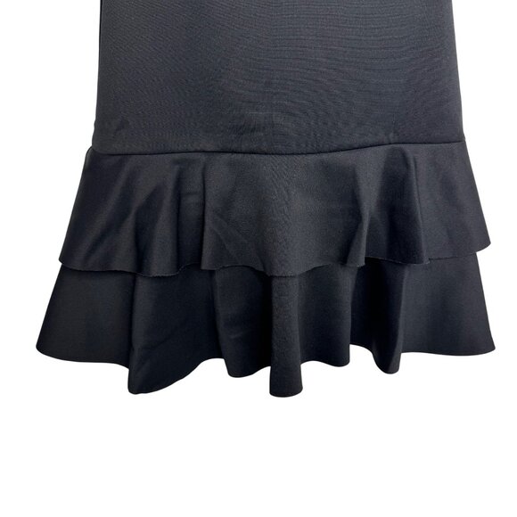 ASOS Black Ruffle Hem V-Neck Little Black Dress Size US‎ 2 Coquette - Picture 5 of 8